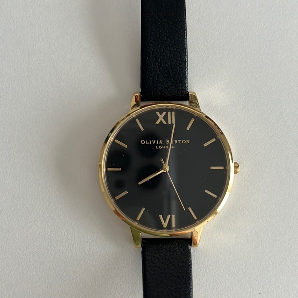 Olivia Burton Black Leather Watch